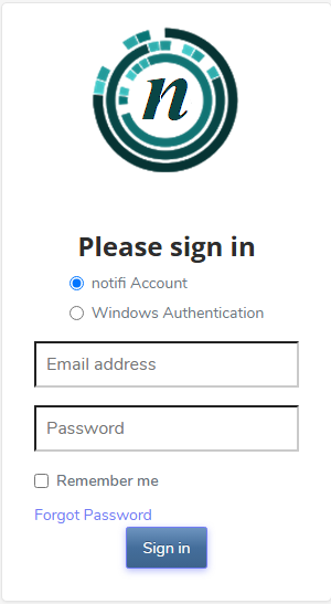 notifi Windows Authentication sign-in
